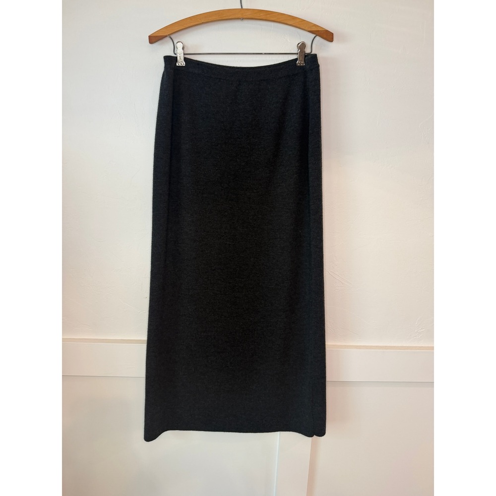 Eileen Fisher Merino Wool Knit Maxi Skirt Charcoal Gray Italian Yarn Size M - Picture 2 of 9